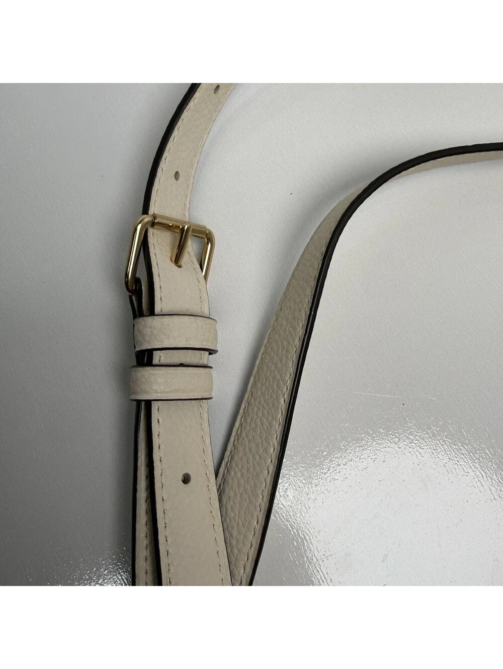 Coach Beige White Replacement Strap Crossbody Leather Logo Buckle Gold Hardware